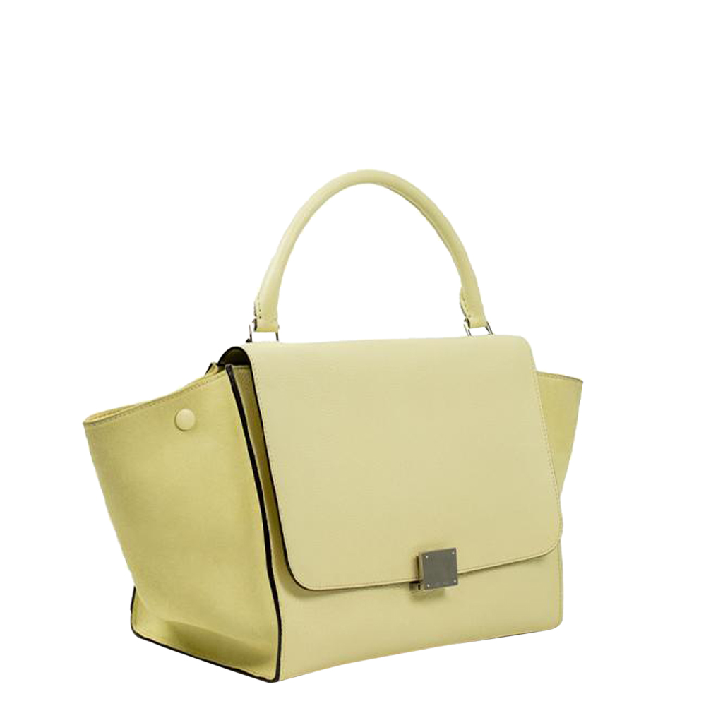

Celine Yellow Drummed Leather Suede  Trapeze Bag