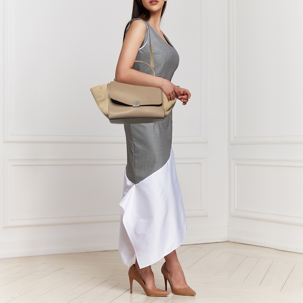 

Celine Beige Leather And Suede Small Trapeze Bag