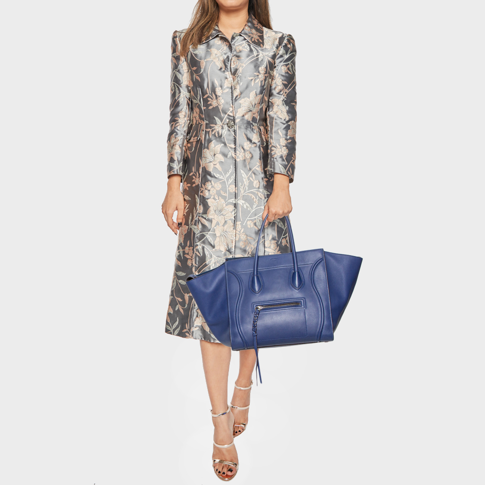 

Celine Navy Blue Leather Medium Phantom Luggage Tote