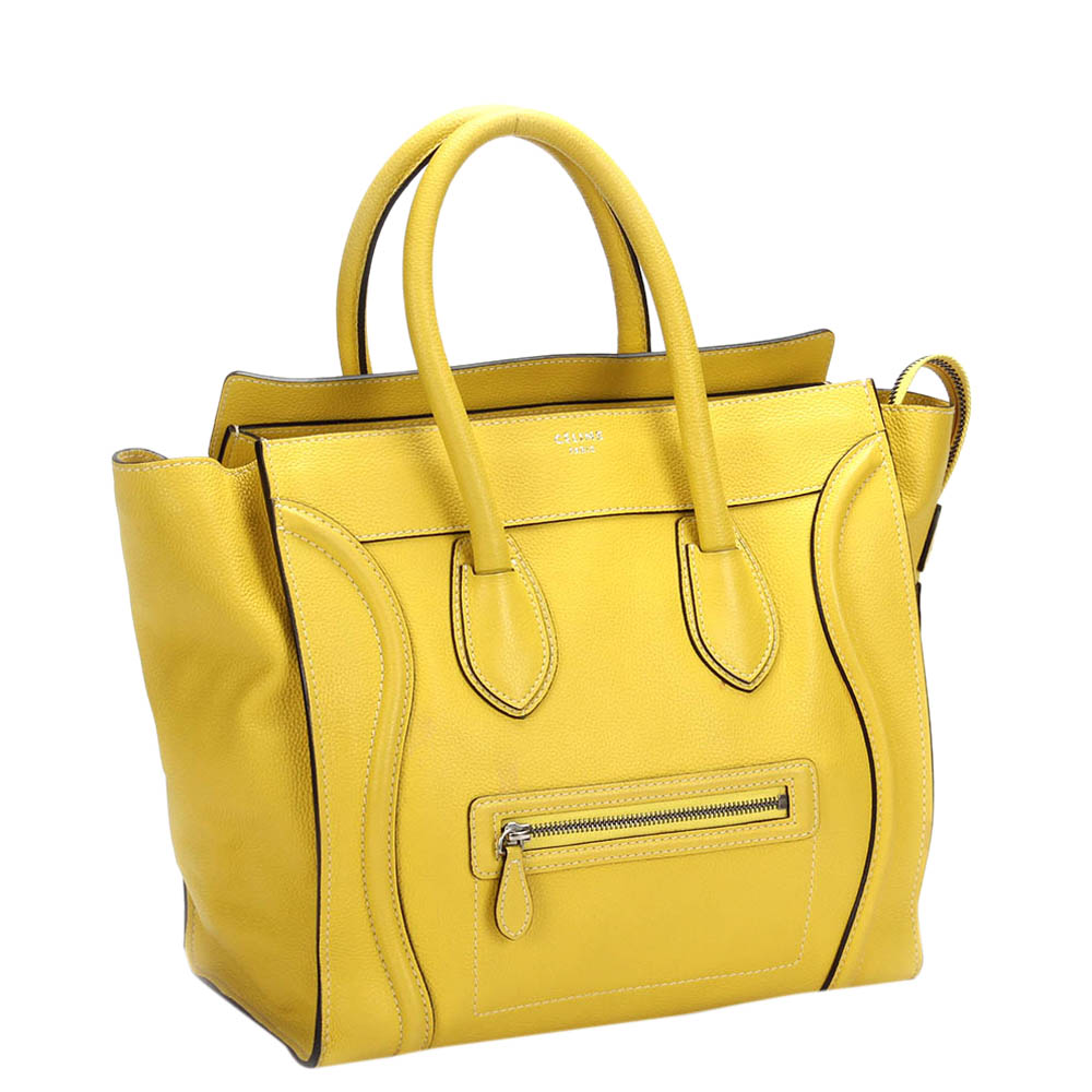 

Celine Yellow Leather Mini Luggage Tote Bag