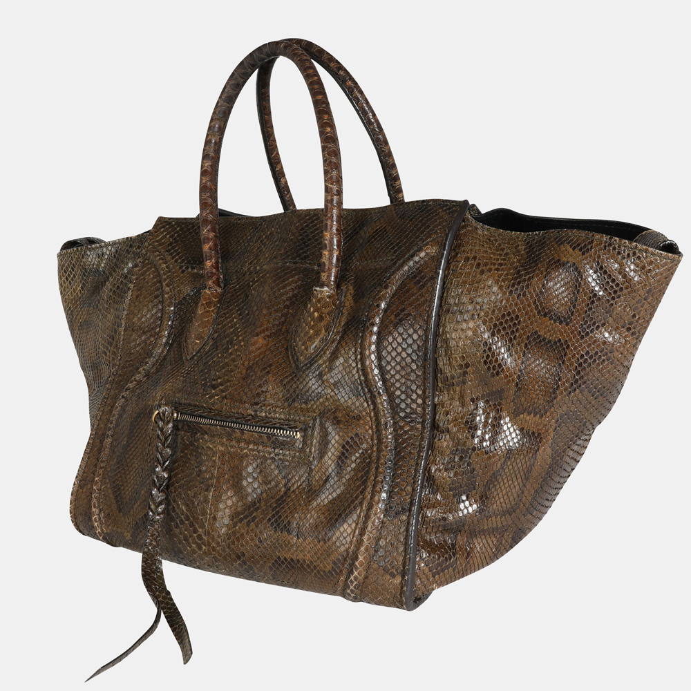 

Celine Brown Leather Python Small Phantom Luggage Tote Bag