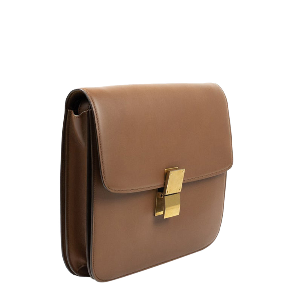 

Celine Brown Leather Classic Box Shoulder Bag