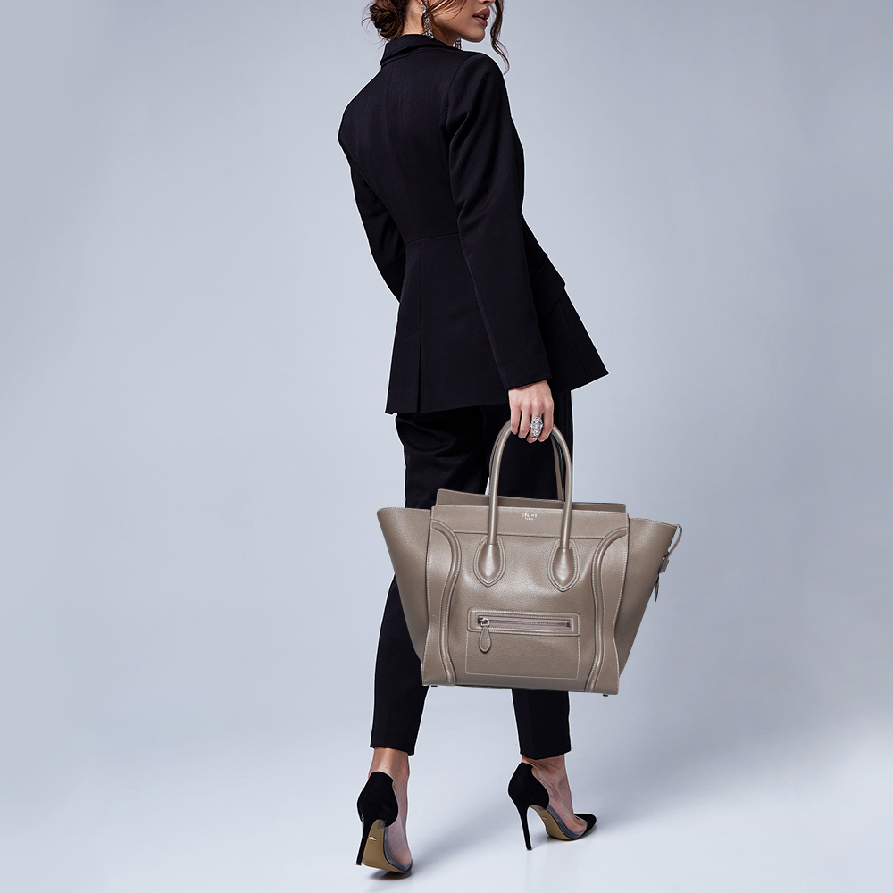 

Celine Dark Beige Leather Mini Luggage Tote