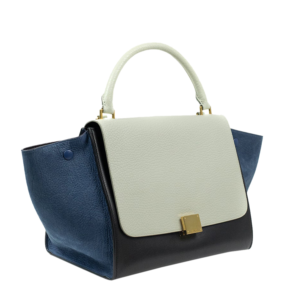 

Celine White Leather Trapeze Satchel Bag