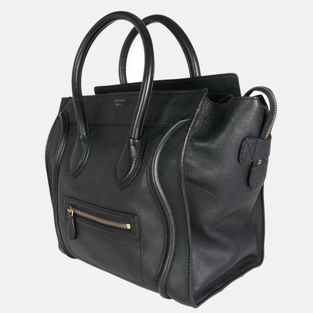 

Celine Black Calfskin Leather Mini Luggage Tote Bag