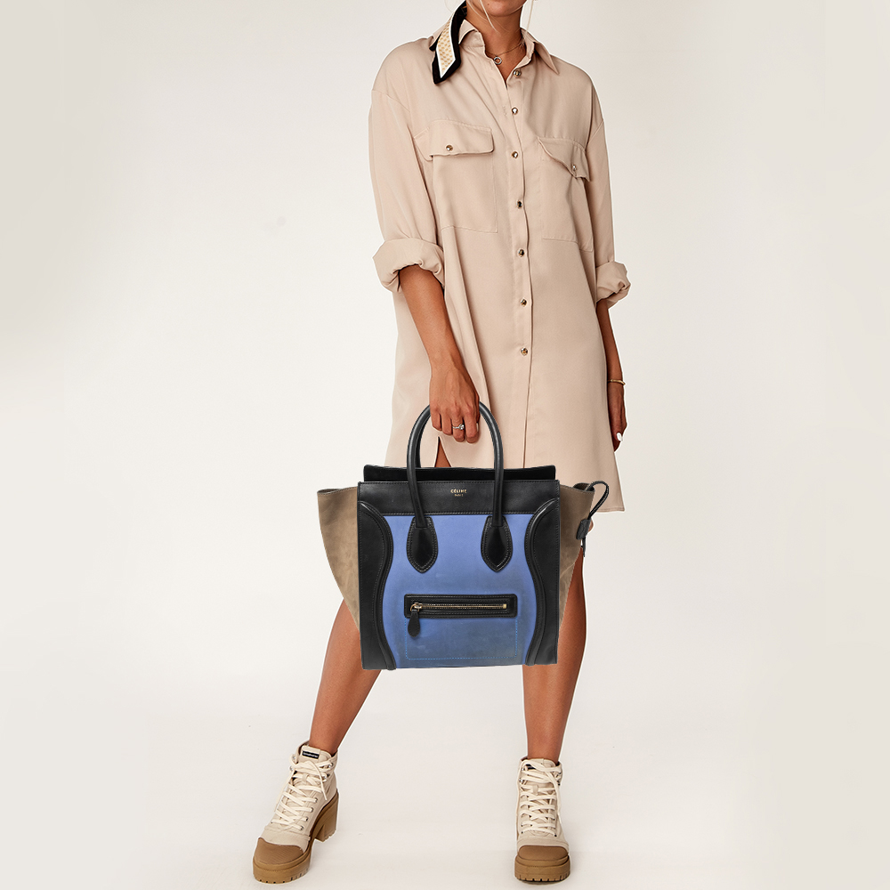 

Celine Multicolor Leather And Suede Mini Luggage Tote