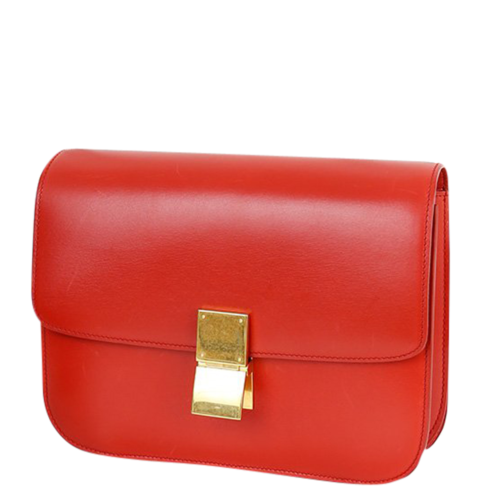 

Celine Red Leather Classic Box Bag