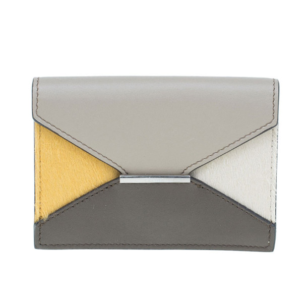 Pre Owned Celine Saffron Pony Hair and Leather Diamond Card Case