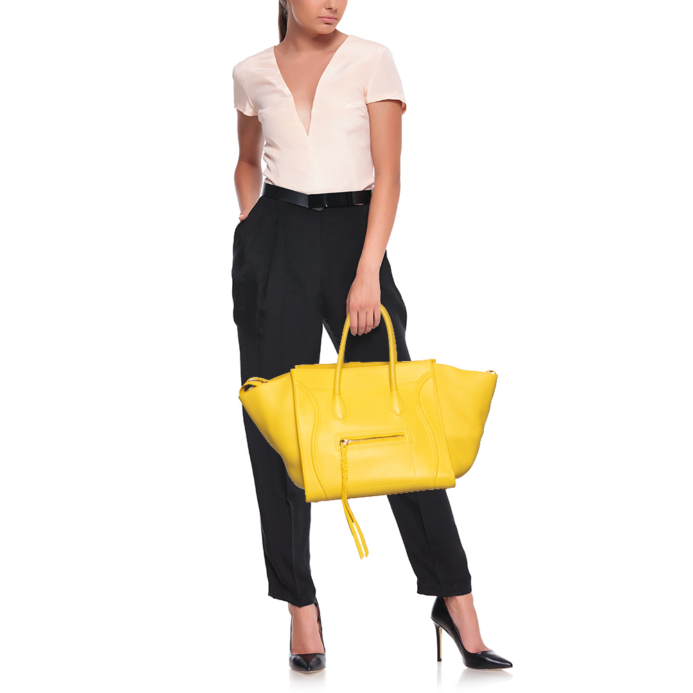

Celine Yellow Leather Medium Phantom Luggage Tote