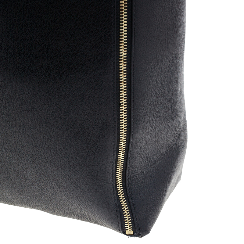 Celine Black Leather Vertical Zipper Gusset Cabas Tote Celine