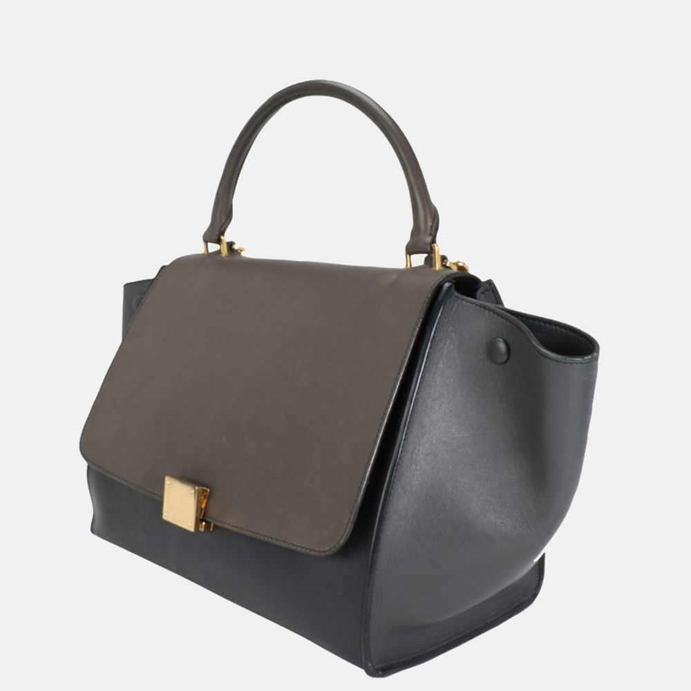 

Celine Gray/Navy Calfskin Leather Medium Trapeze Top Handle Bag, Grey