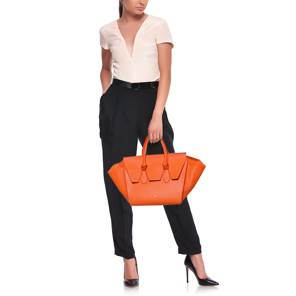 

Celine Orange Leather Small Tie Tote