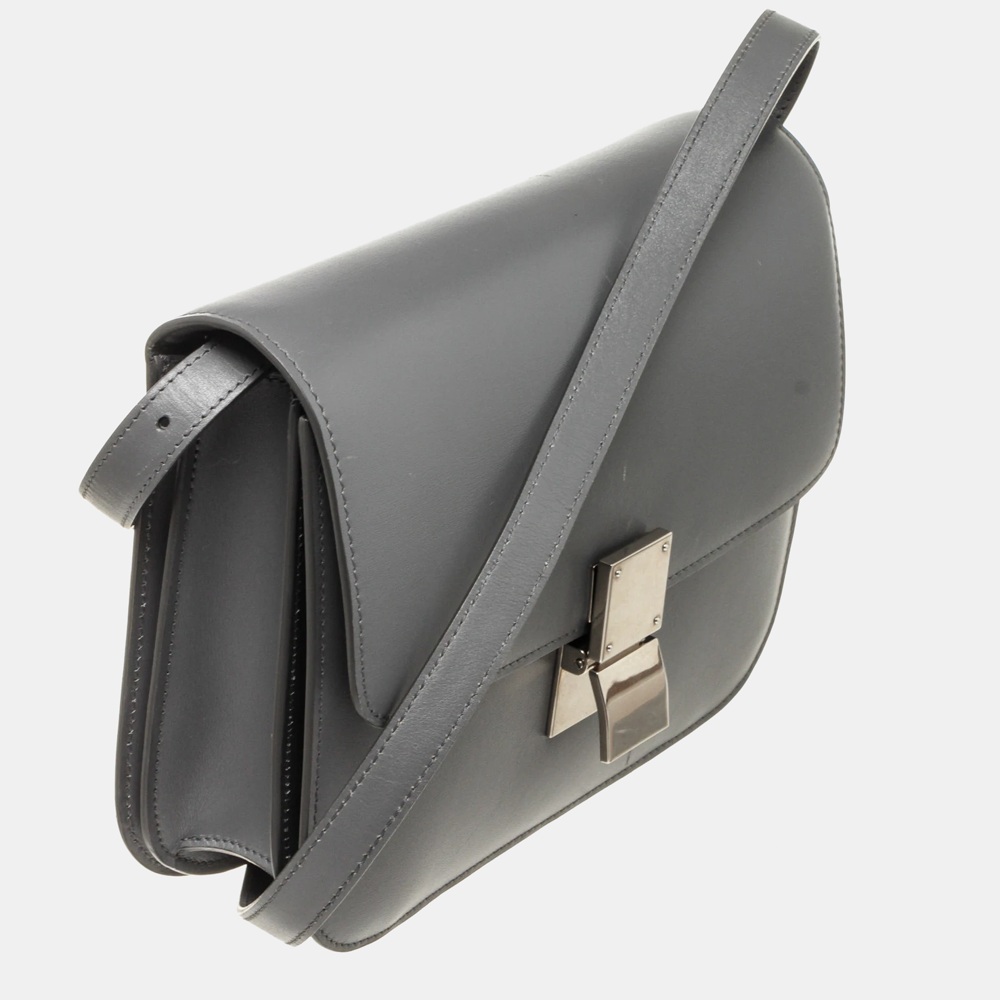 

Celine Grey Leather Box Classic Medium Shoulder Bag