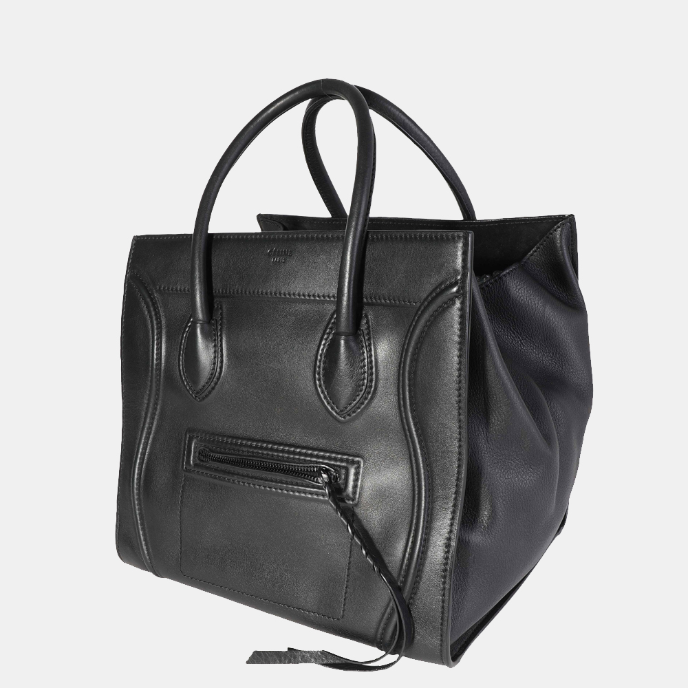 

Celine Black Calfskin Leather Phantom Luggage Tote Bag
