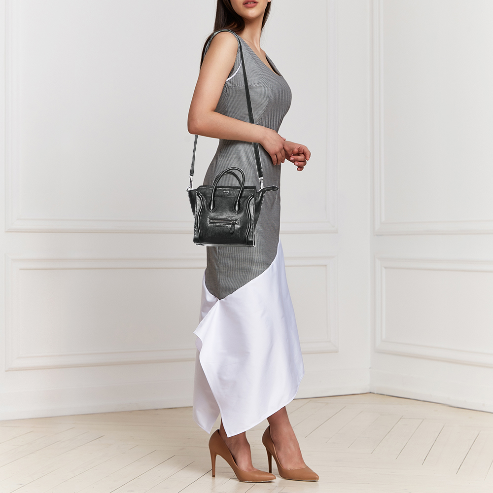 

Celine Black Leather Nano Luggage Tote