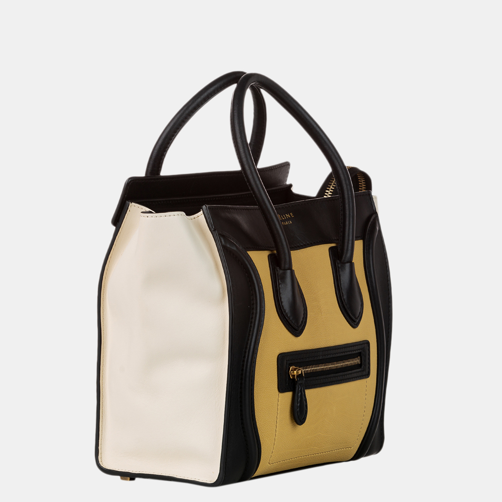 

Celine Multi Micro Luggage Tricolor Tote Leather Handbag, Multicolor