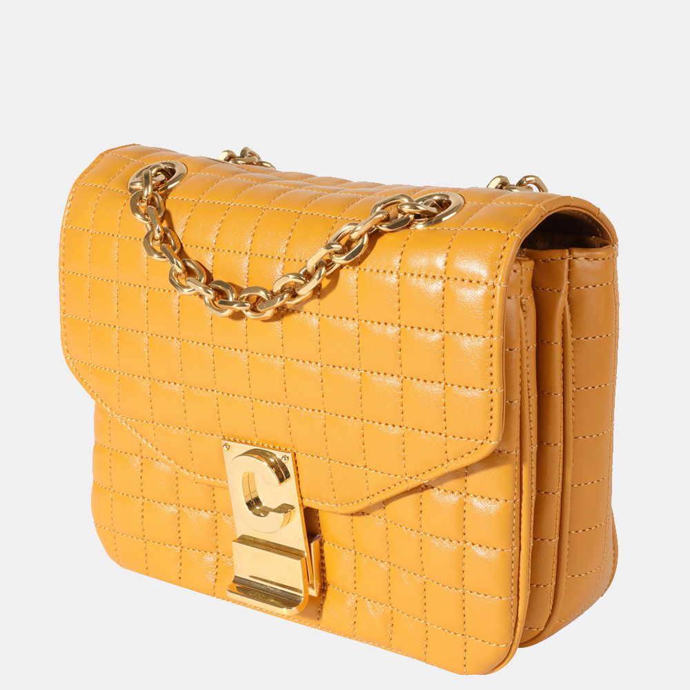 

Celine Yellow Leather Quilted Calfskin Small C Flap Shoulder Bag