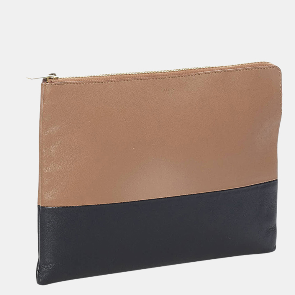 

Celine Brown/Black Solo Bicolor Leather Clutch Bag