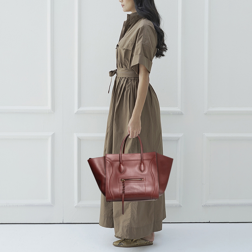 

Celine Maroon Leather Medium Phantom Luggage Tote, Red