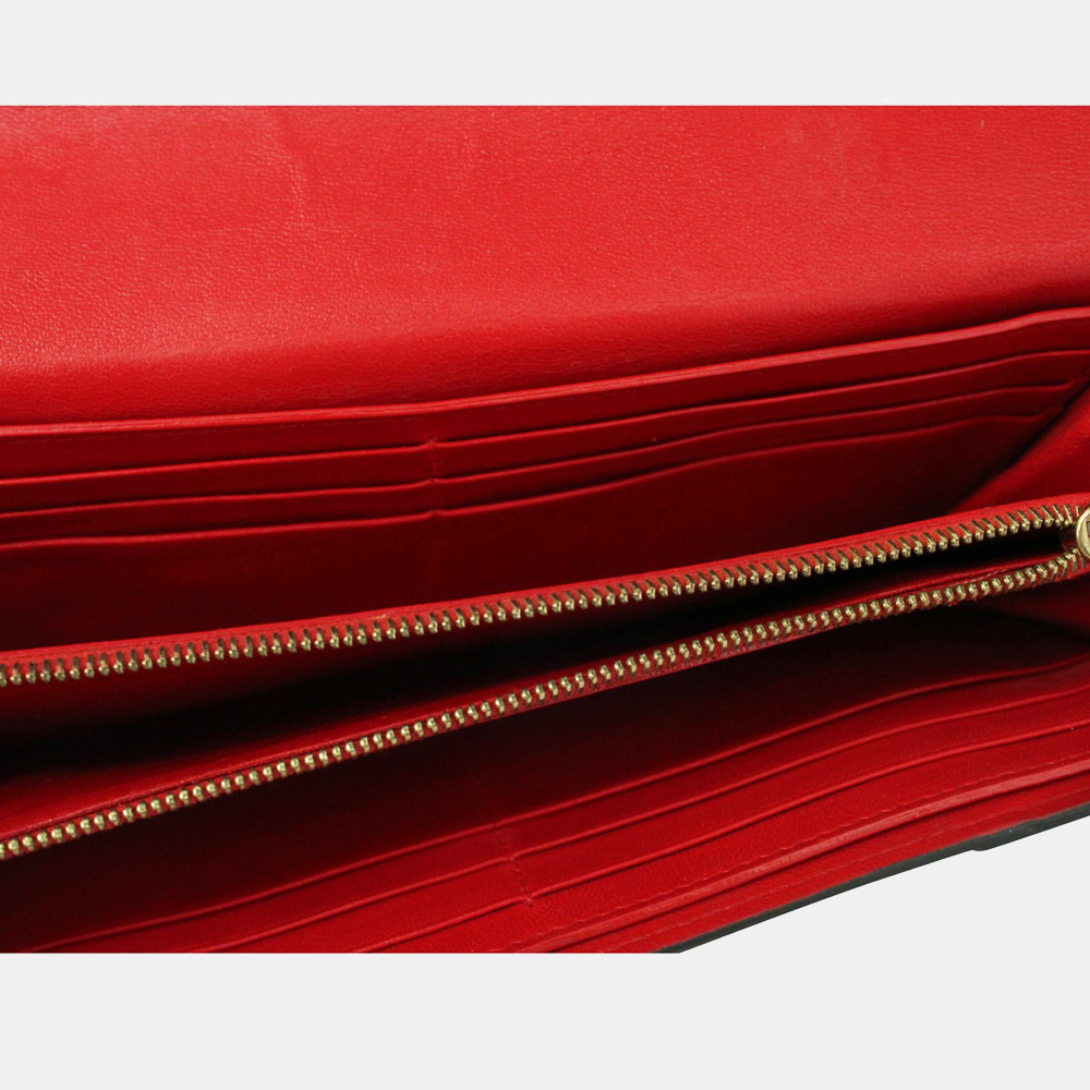 

Céline Red Leather Large Multifunction Flap Wallet