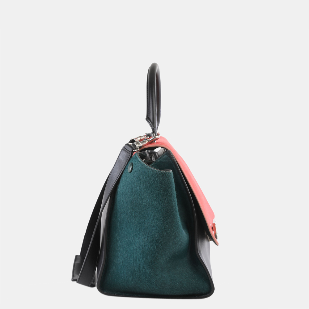 

Celine Tri-Color Leather & Pony Hair Medium Trapeze Bag, Multicolor