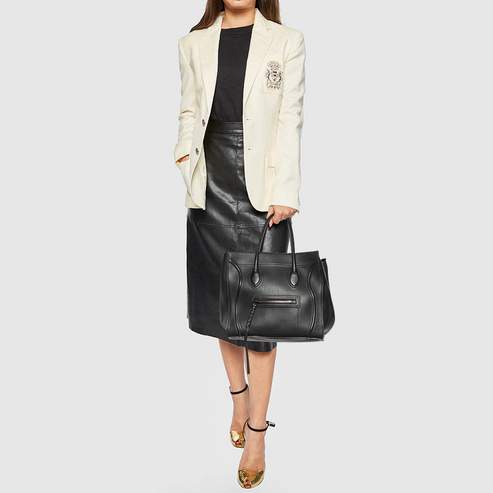 

Celine Black Leather Small Phantom Luggage Tote