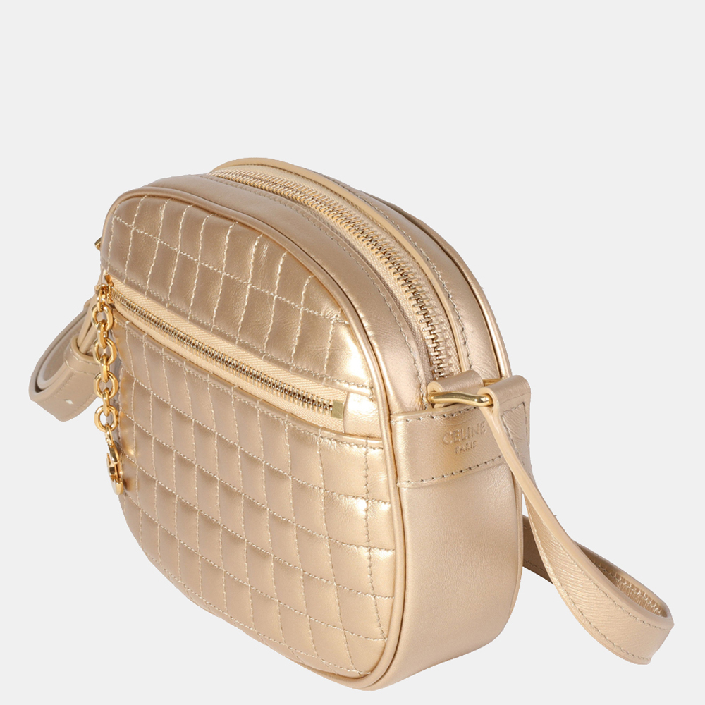 

Celine Gold Quilted Leather Small C Charm Camera Shoulder Bag