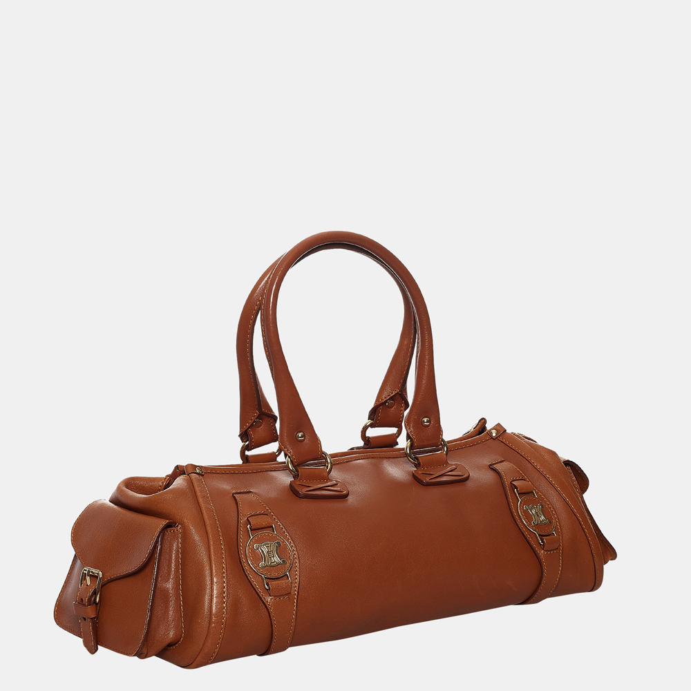 

Celine Brown Triomphe Leather Boston Bag