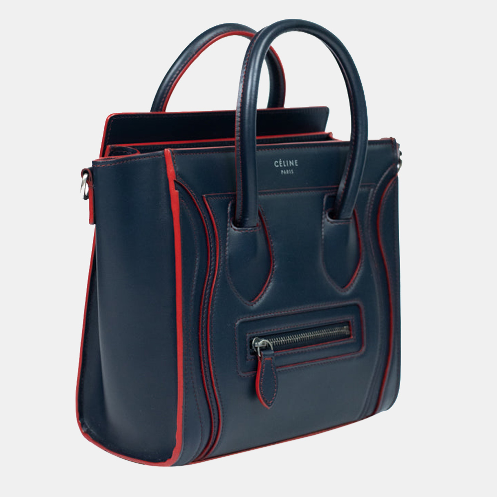 

Celine Blue Leather Micro Luggage Tote Bag