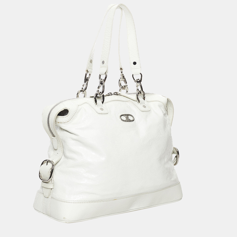 

Celine White Leather Tote Bag