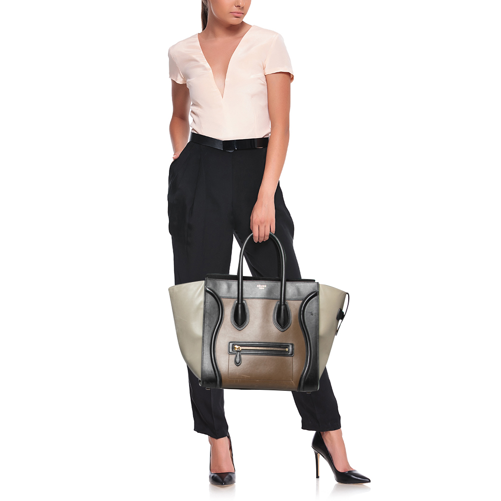 

Celine Tri-Color Leather Mini Luggage Tote, Multicolor