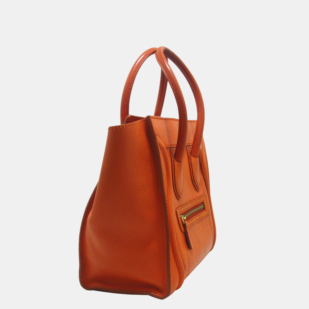 

Celine Orange Micro Luggage Leather Handbag