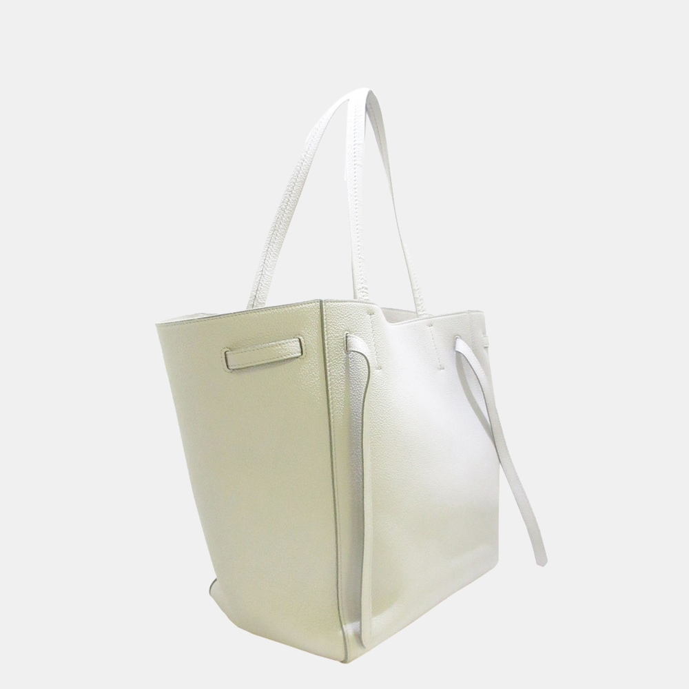 

Celine White Phantom Cabas Leather Tote Bag
