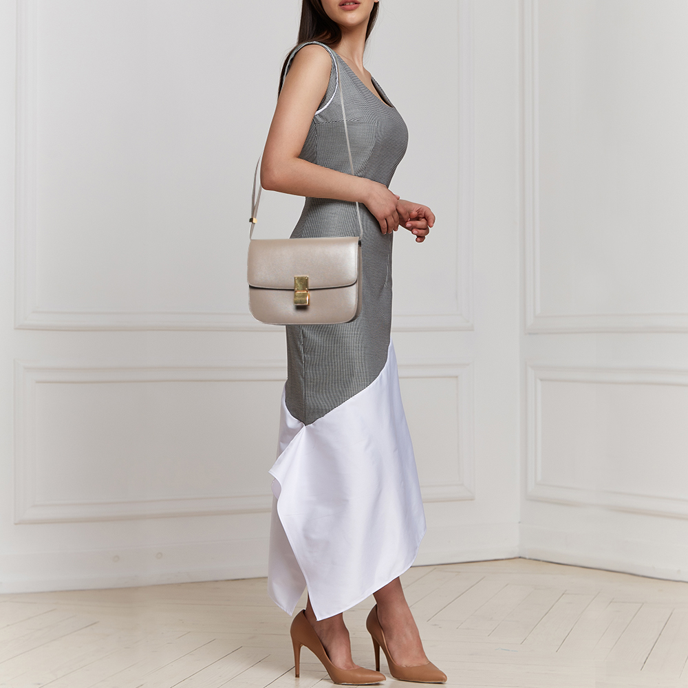 

Celine Grey Leather Medium Classic Box Shoulder Bag