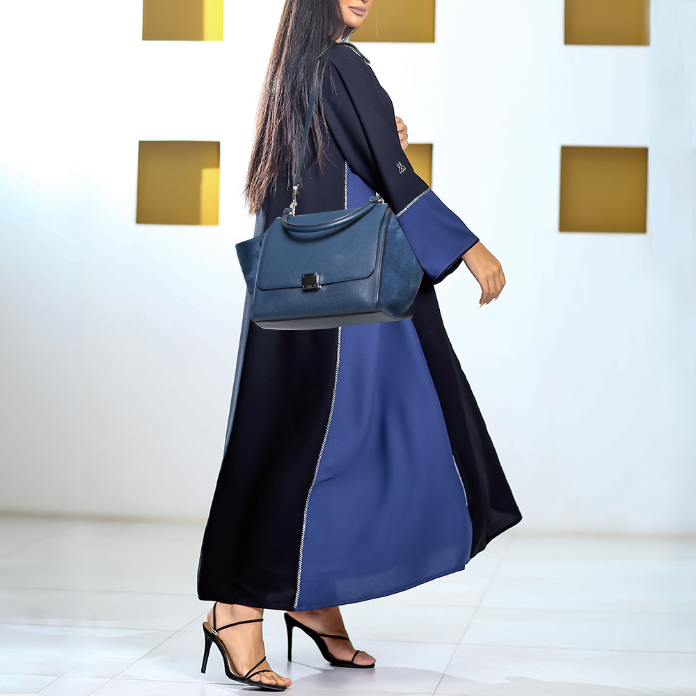 

Celine Blue Leather And Suede Medium Trapeze Bag