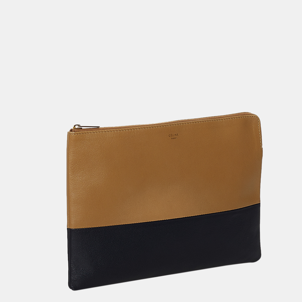 

Celine Brown/Beige/Black Solo Bicolor Leather Clutch Bag