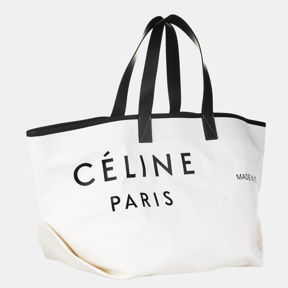 

Celine Black/White Horizontal Cabas Canvas Tote Bag