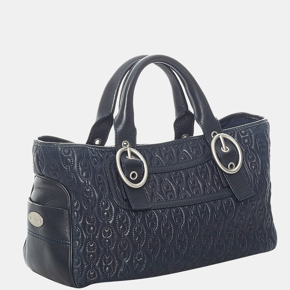 

Celine Black/Blue/Navy Blue Embossed Leather Boogie Handbag