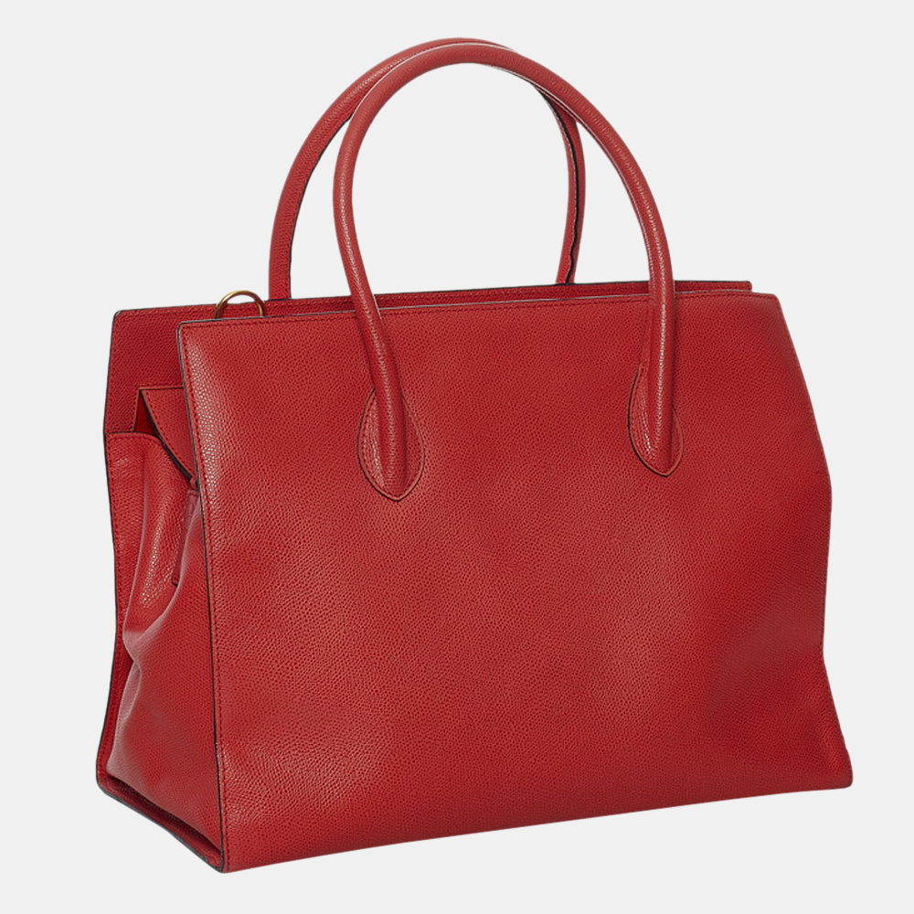 

Celine Red Leather Tote Bag