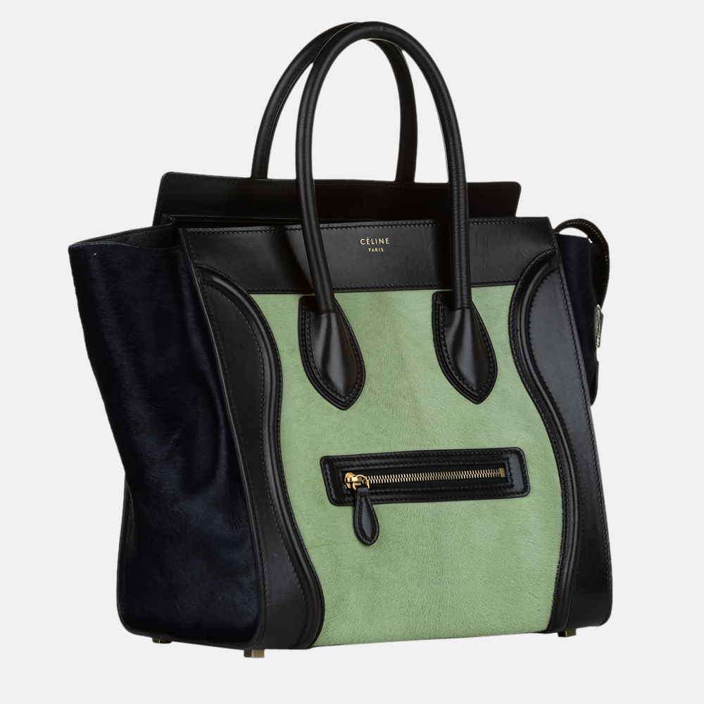 

Celine Black/Green Mini Luggage Bicolor Pony Hair Tote Bag