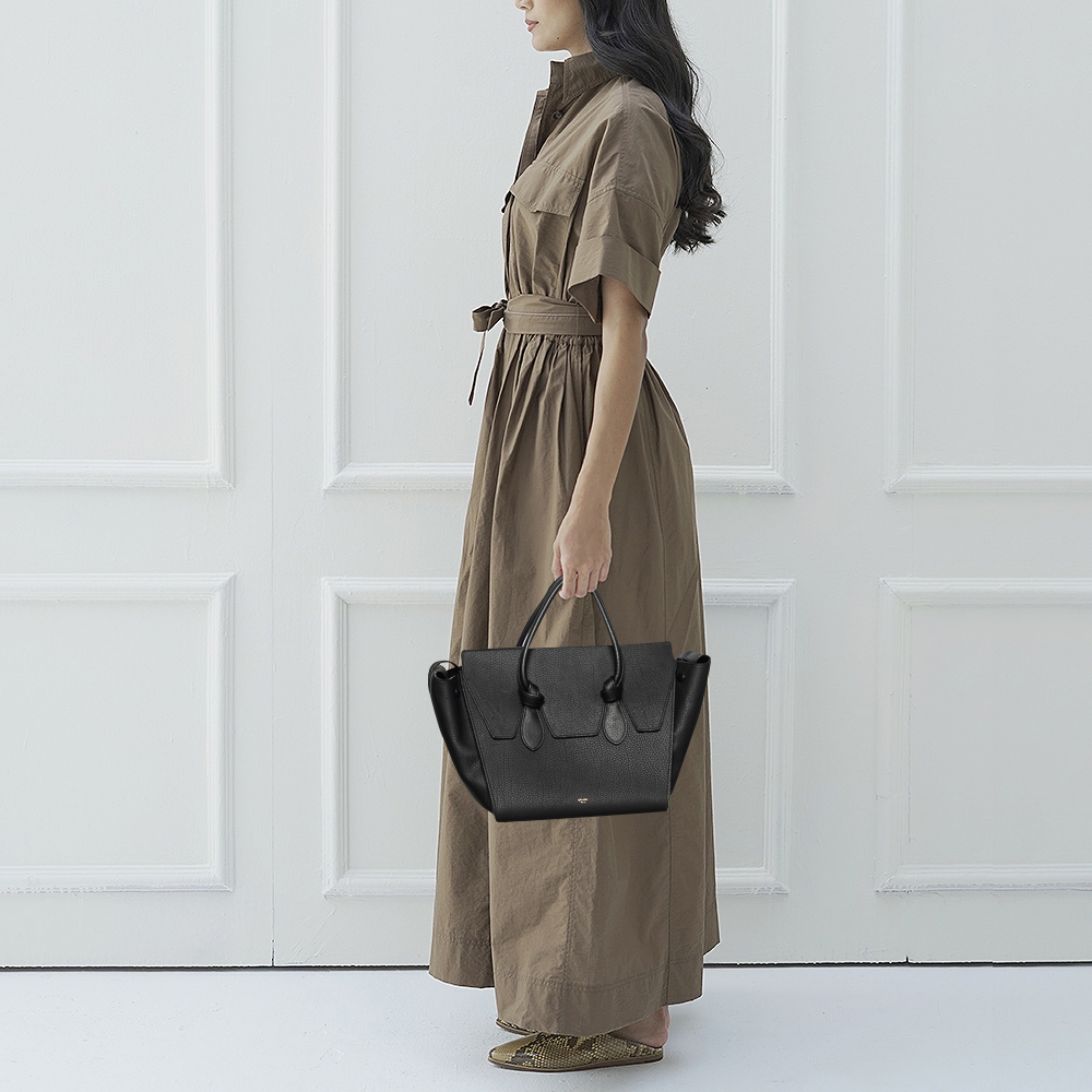 

Celine Black Grained Leather Mini Tie Tote