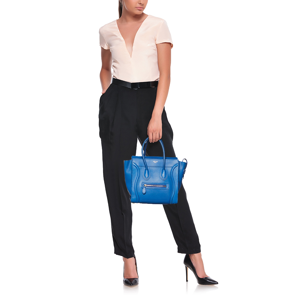 

Celine Blue Leather Micro Luggage Tote