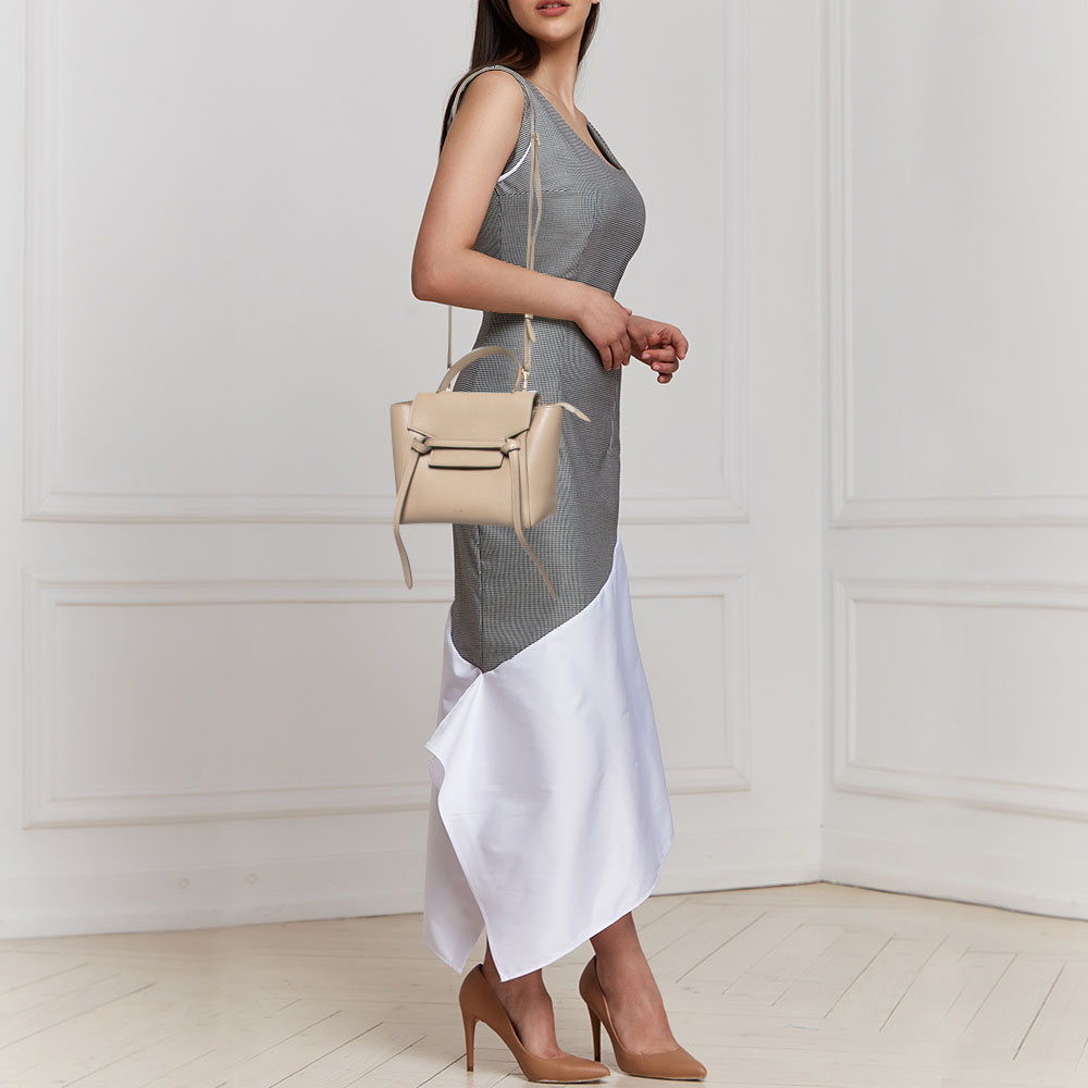 

Celine Beige Leather Nano Belt Top Handle Bag