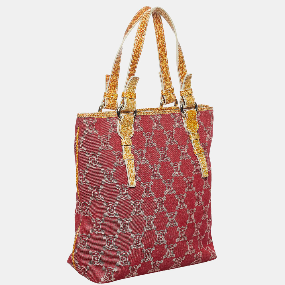 

Celine Red/Brown Macadam Canvas Tote Bag