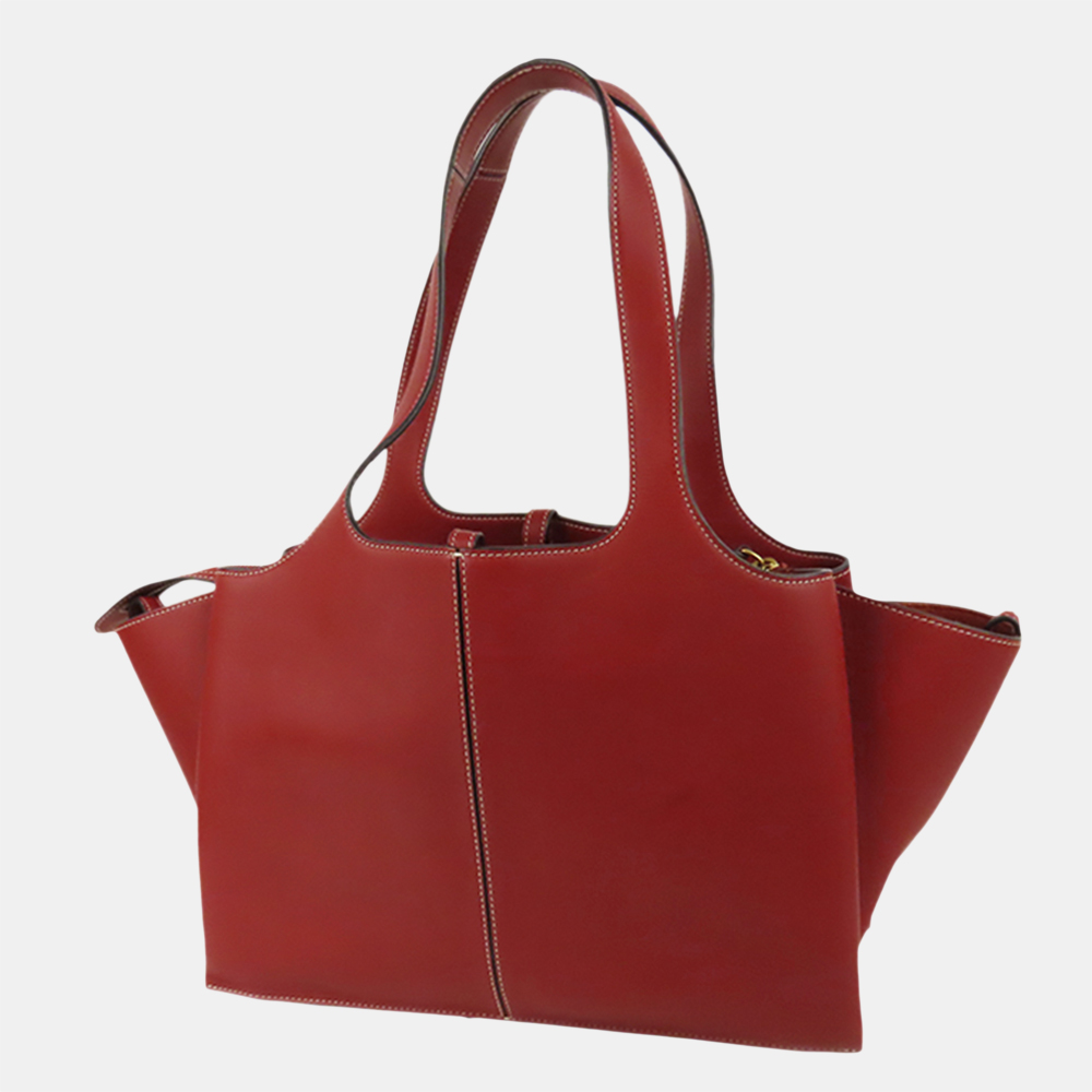 

Celine Red Trifold Leather Tote Bag