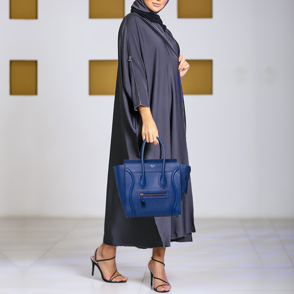

Celine Blue Leather Micro Luggage Tote