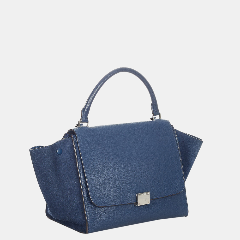 

Celine Blue Small Trapeze Leather Satchel