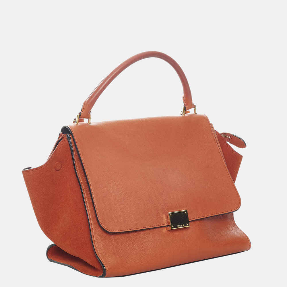 

Celine Orange Medium Trapeze Leather Satchel