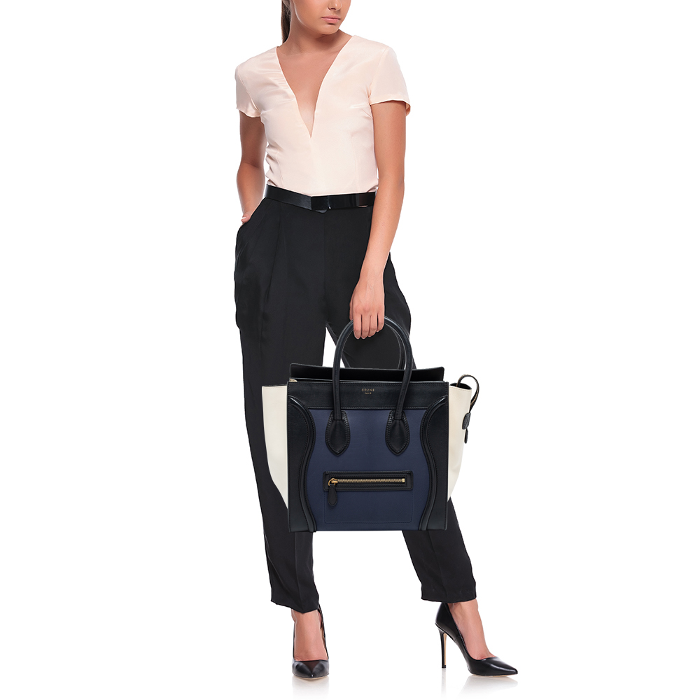 

Celine Tri Color Leather Mini Luggage Tote, Multicolor