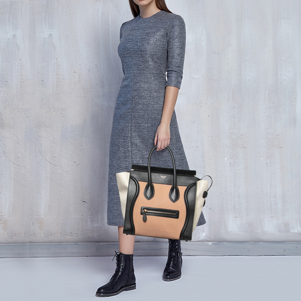 

Celine Multicolor Nubuck Leather Mini Luggage Tote